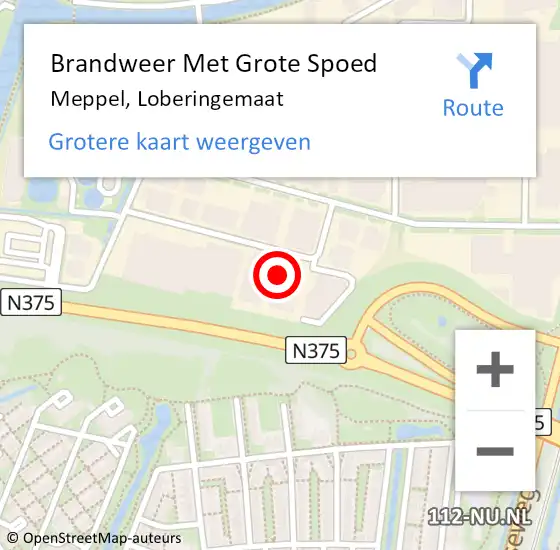 Locatie op kaart van de 112 melding: Brandweer Met Grote Spoed Naar Meppel, Loberingemaat op 24 januari 2022 11:56