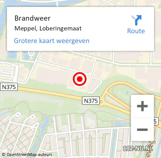 Locatie op kaart van de 112 melding: Brandweer Meppel, Loberingemaat op 24 januari 2022 11:58