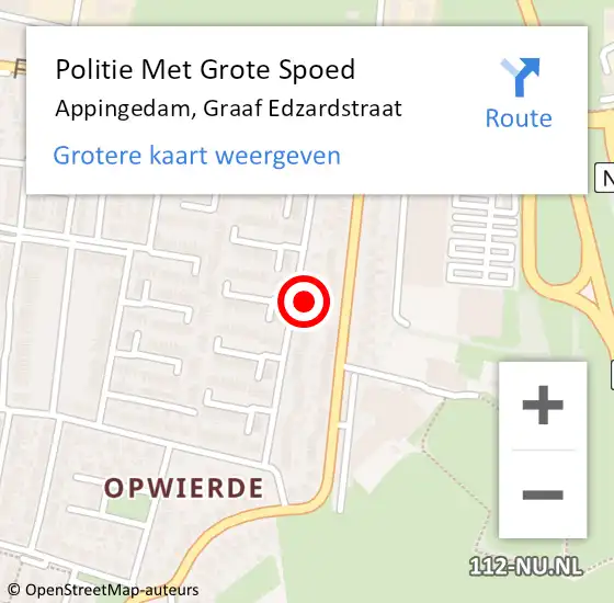 Locatie op kaart van de 112 melding: Politie Met Grote Spoed Naar Appingedam, Graaf Edzardstraat op 24 januari 2022 12:42