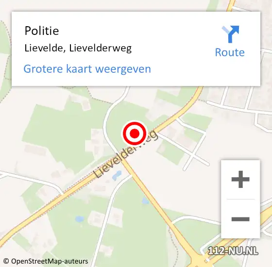 Locatie op kaart van de 112 melding: Politie Lievelde, Lievelderweg op 24 januari 2022 12:43