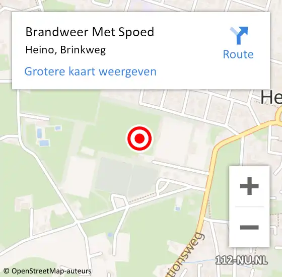 Locatie op kaart van de 112 melding: Brandweer Met Spoed Naar Heino, Brinkweg op 24 januari 2022 13:03