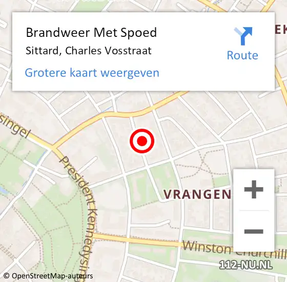 Locatie op kaart van de 112 melding: Brandweer Met Spoed Naar Sittard, Charles Vosstraat op 24 januari 2022 13:10