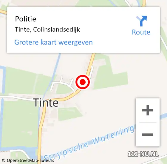 Locatie op kaart van de 112 melding: Politie Tinte, Colinslandsedijk op 24 januari 2022 13:21