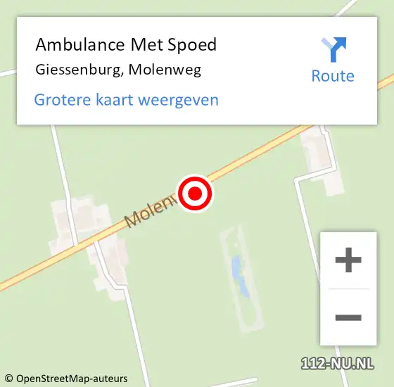 Locatie op kaart van de 112 melding: Ambulance Met Spoed Naar Giessenburg, Molenweg op 24 januari 2022 13:23