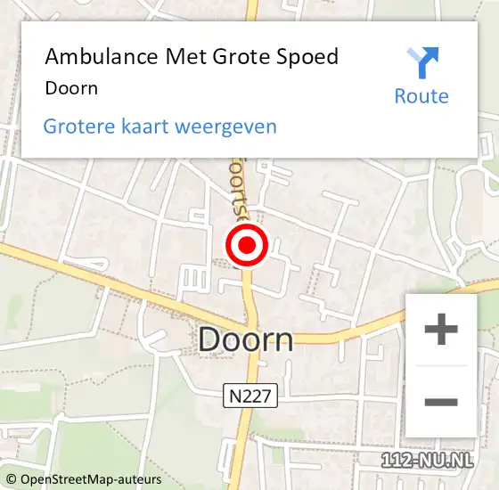 Locatie op kaart van de 112 melding: Ambulance Met Grote Spoed Naar Doorn op 24 januari 2022 13:27