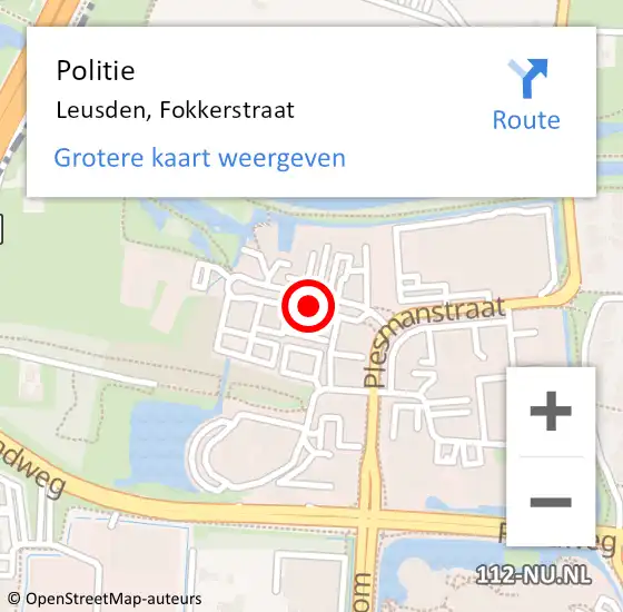 Locatie op kaart van de 112 melding: Politie Leusden, Fokkerstraat op 24 januari 2022 14:04