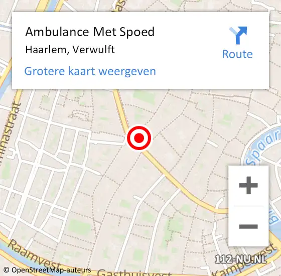 Locatie op kaart van de 112 melding: Ambulance Met Spoed Naar Haarlem, Verwulft op 24 januari 2022 14:15