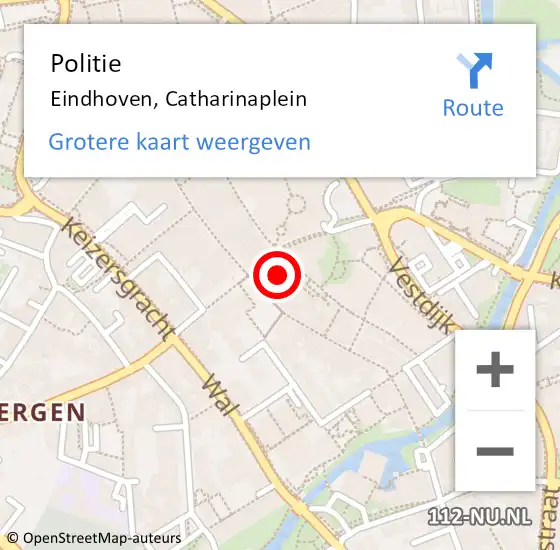 Locatie op kaart van de 112 melding: Politie Eindhoven, Catharinaplein op 24 januari 2022 14:25