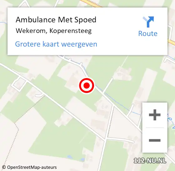 Locatie op kaart van de 112 melding: Ambulance Met Spoed Naar Wekerom, Koperensteeg op 24 januari 2022 14:29