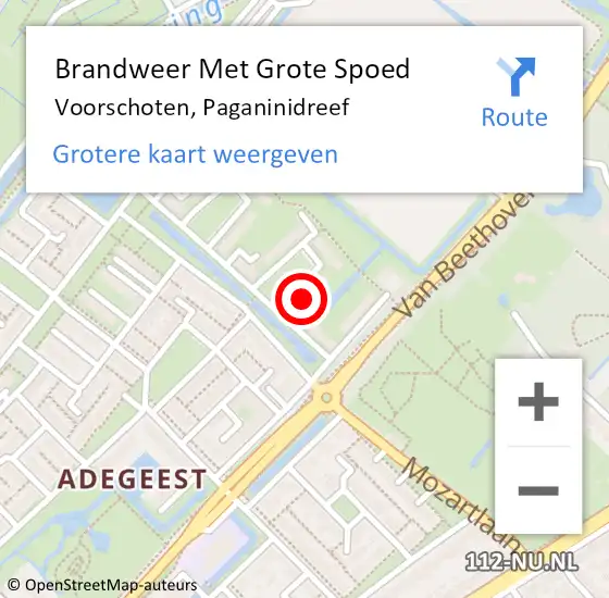 Locatie op kaart van de 112 melding: Brandweer Met Grote Spoed Naar Voorschoten, Paganinidreef op 24 januari 2022 14:30