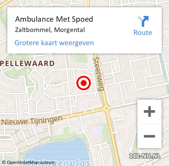 Locatie op kaart van de 112 melding: Ambulance Met Spoed Naar Zaltbommel, Morgental op 24 januari 2022 14:37