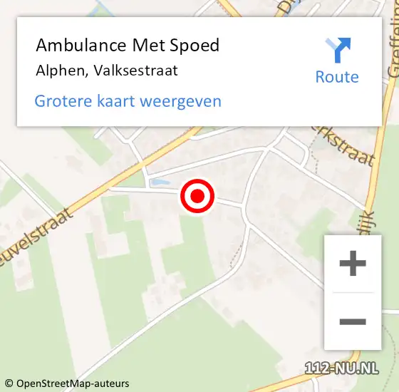 Locatie op kaart van de 112 melding: Ambulance Met Spoed Naar Alphen, Valksestraat op 24 januari 2022 14:41