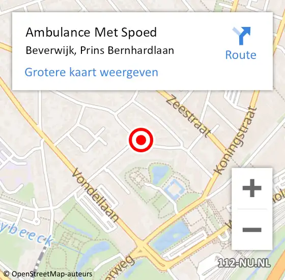 Locatie op kaart van de 112 melding: Ambulance Met Spoed Naar Beverwijk, Prins Bernhardlaan op 24 januari 2022 14:51