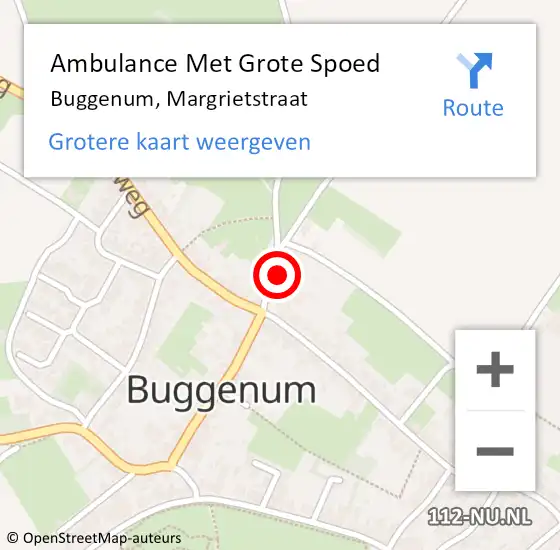 Locatie op kaart van de 112 melding: Ambulance Met Grote Spoed Naar Buggenum, Margrietstraat op 24 januari 2022 14:54
