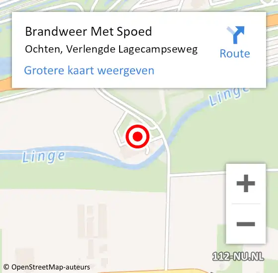 Locatie op kaart van de 112 melding: Brandweer Met Spoed Naar Ochten, Verlengde Lagecampseweg op 24 januari 2022 15:01