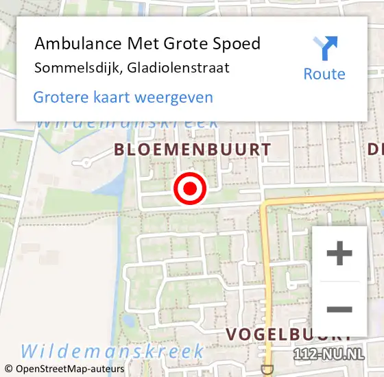 Locatie op kaart van de 112 melding: Ambulance Met Grote Spoed Naar Sommelsdijk, Gladiolenstraat op 24 januari 2022 15:01