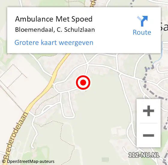 Locatie op kaart van de 112 melding: Ambulance Met Spoed Naar Bloemendaal, C. Schulzlaan op 24 januari 2022 15:28
