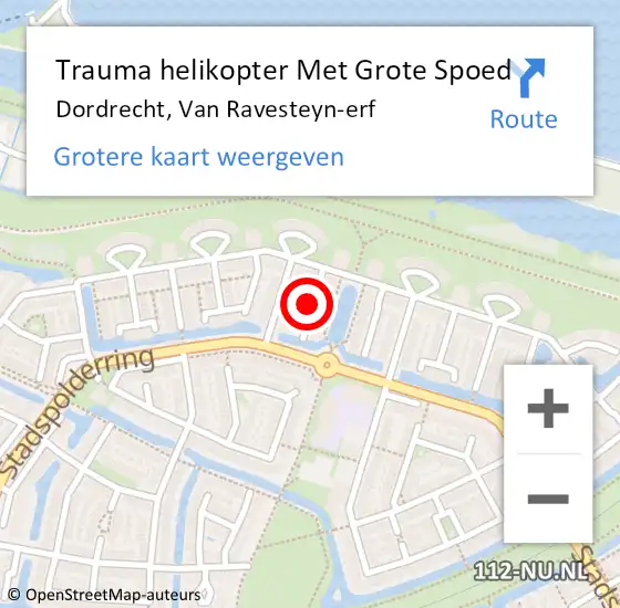 Locatie op kaart van de 112 melding: Trauma helikopter Met Grote Spoed Naar Dordrecht, Van Ravesteyn-erf op 24 januari 2022 15:42