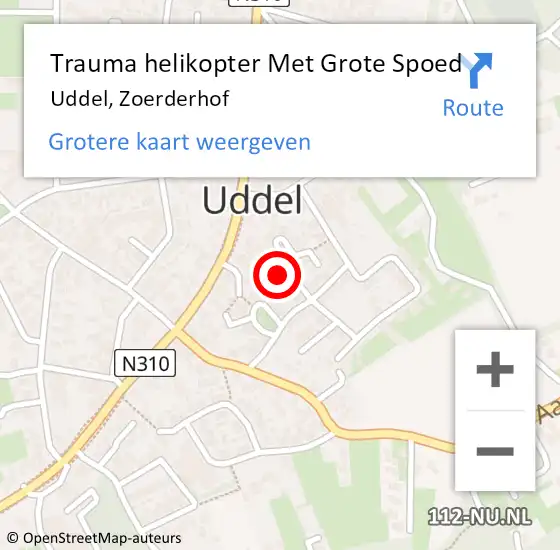 Locatie op kaart van de 112 melding: Trauma helikopter Met Grote Spoed Naar Uddel, Zoerderhof op 24 januari 2022 15:55