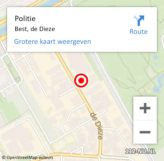 Locatie op kaart van de 112 melding: Politie Best, de Dieze op 24 januari 2022 16:00