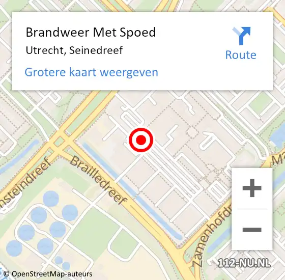 Locatie op kaart van de 112 melding: Brandweer Met Spoed Naar Utrecht, Seinedreef op 24 januari 2022 16:14