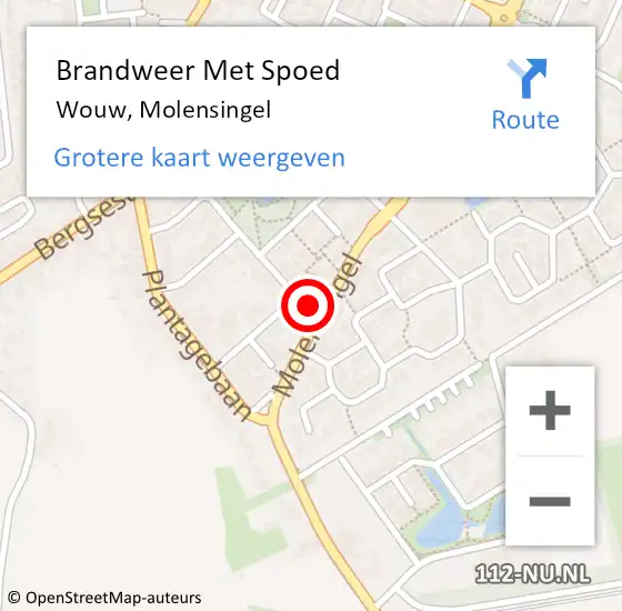 Locatie op kaart van de 112 melding: Brandweer Met Spoed Naar Wouw, Molensingel op 24 januari 2022 16:51