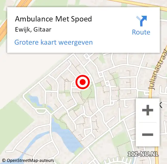 Locatie op kaart van de 112 melding: Ambulance Met Spoed Naar Ewijk, Gitaar op 24 januari 2022 16:52