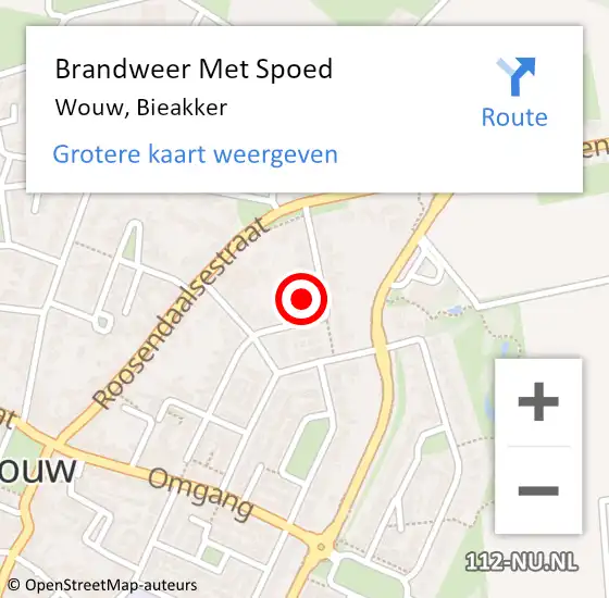 Locatie op kaart van de 112 melding: Brandweer Met Spoed Naar Wouw, Bieakker op 24 januari 2022 16:54