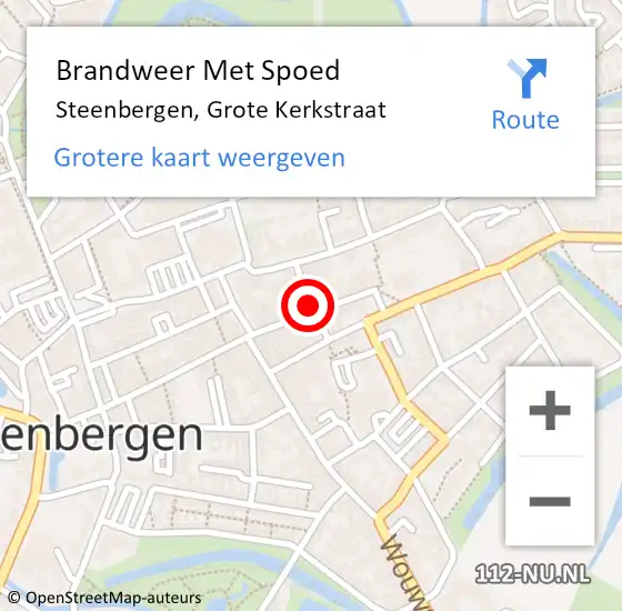 Locatie op kaart van de 112 melding: Brandweer Met Spoed Naar Steenbergen, Grote Kerkstraat op 24 januari 2022 16:56