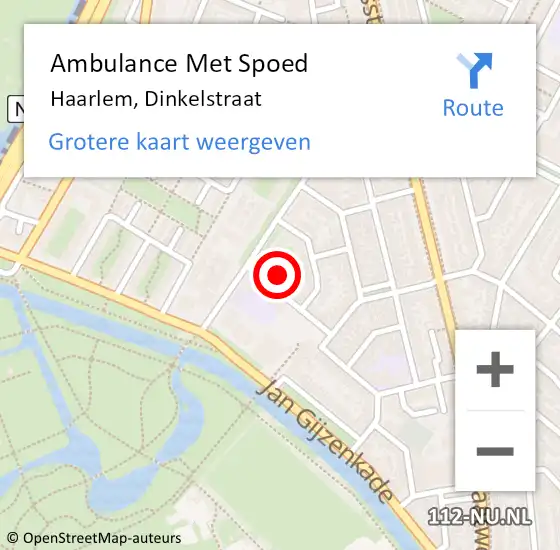 Locatie op kaart van de 112 melding: Ambulance Met Spoed Naar Haarlem, Dinkelstraat op 24 januari 2022 16:56