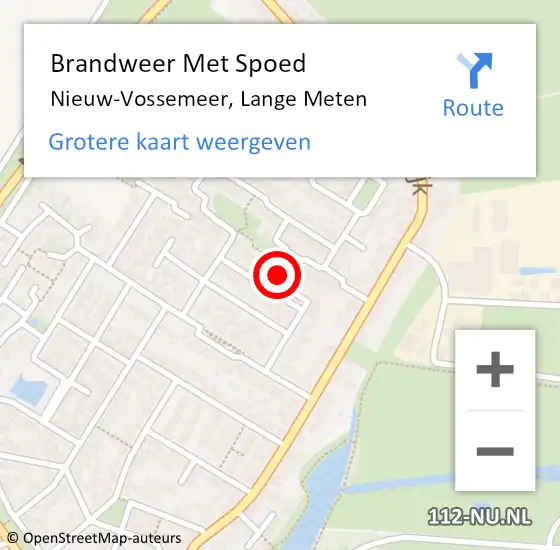 Locatie op kaart van de 112 melding: Brandweer Met Spoed Naar Nieuw-Vossemeer, Lange Meten op 24 januari 2022 16:59