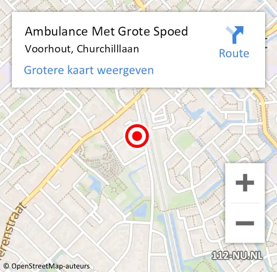 Locatie op kaart van de 112 melding: Ambulance Met Grote Spoed Naar Voorhout, Churchilllaan op 24 januari 2022 17:01