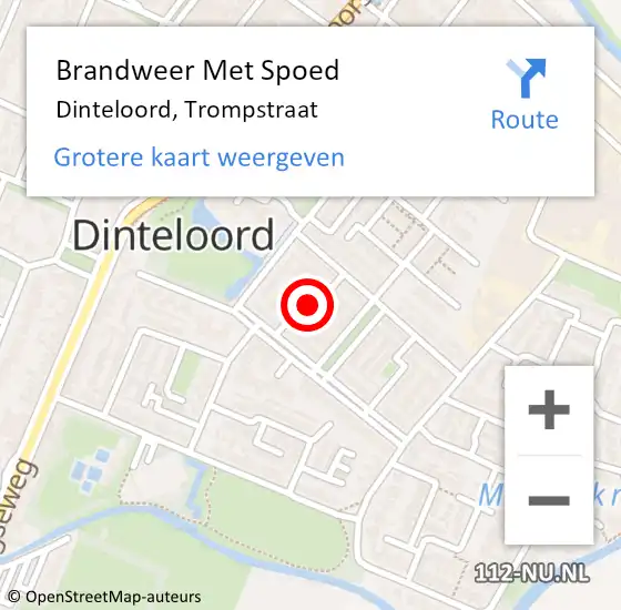 Locatie op kaart van de 112 melding: Brandweer Met Spoed Naar Dinteloord, Trompstraat op 24 januari 2022 17:06