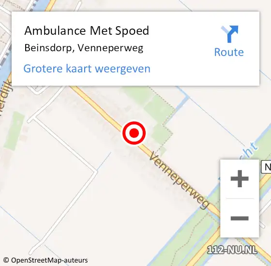 Locatie op kaart van de 112 melding: Ambulance Met Spoed Naar Beinsdorp, Venneperweg op 24 januari 2022 17:42