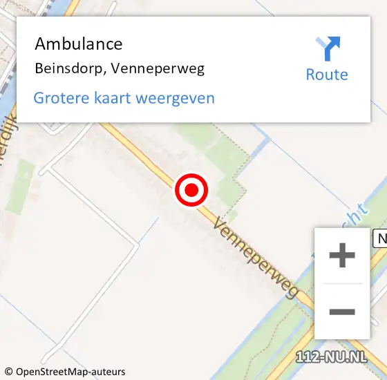 Locatie op kaart van de 112 melding: Ambulance Beinsdorp, Venneperweg op 24 januari 2022 17:42