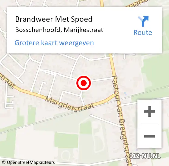 Locatie op kaart van de 112 melding: Brandweer Met Spoed Naar Bosschenhoofd, Marijkestraat op 24 januari 2022 17:53