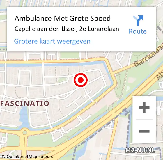 Locatie op kaart van de 112 melding: Ambulance Met Grote Spoed Naar Capelle aan den IJssel, 2e Lunarelaan op 24 januari 2022 18:15