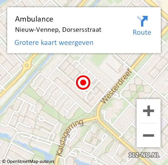 Locatie op kaart van de 112 melding: Ambulance Nieuw-Vennep, Dorsersstraat op 24 januari 2022 18:17