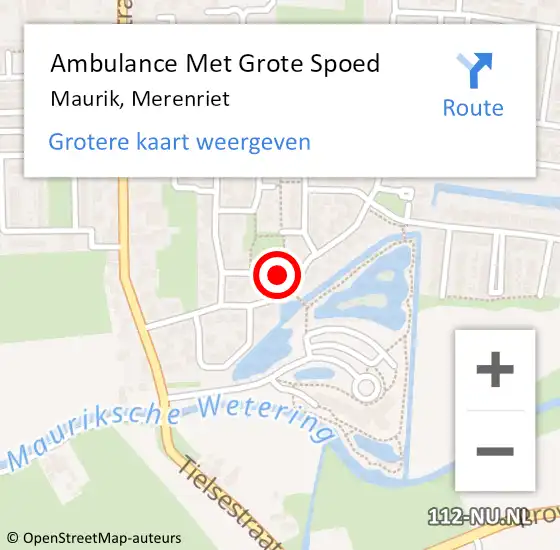 Locatie op kaart van de 112 melding: Ambulance Met Grote Spoed Naar Maurik, Merenriet op 24 januari 2022 18:20