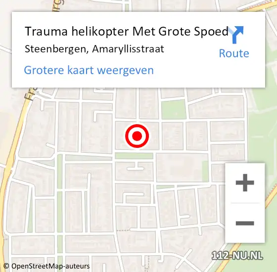 Locatie op kaart van de 112 melding: Trauma helikopter Met Grote Spoed Naar Steenbergen, Amaryllisstraat op 24 januari 2022 18:22