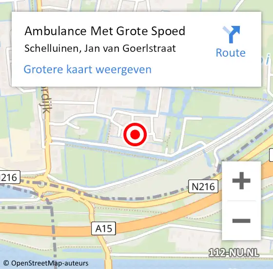 Locatie op kaart van de 112 melding: Ambulance Met Grote Spoed Naar Schelluinen, Jan van Goerlstraat op 24 januari 2022 18:50