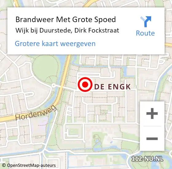 Locatie op kaart van de 112 melding: Brandweer Met Grote Spoed Naar Wijk bij Duurstede, Dirk Fockstraat op 24 januari 2022 18:58