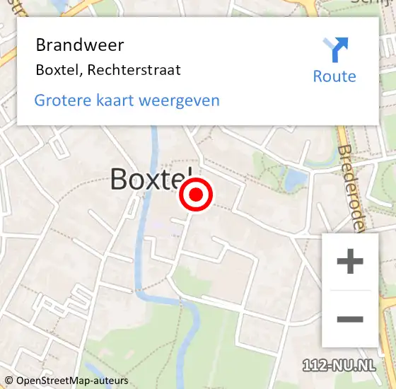 Locatie op kaart van de 112 melding: Brandweer Boxtel, Rechterstraat op 24 januari 2022 19:10