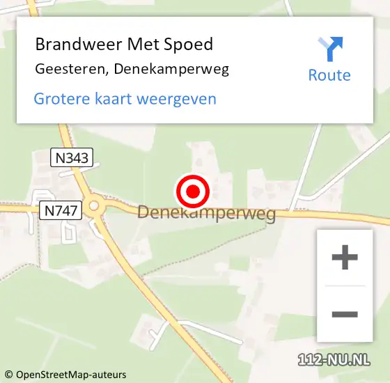 Locatie op kaart van de 112 melding: Brandweer Met Spoed Naar Geesteren, Denekamperweg op 24 januari 2022 19:11