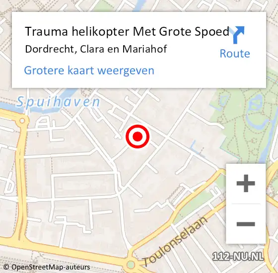 Locatie op kaart van de 112 melding: Trauma helikopter Met Grote Spoed Naar Dordrecht, Clara en Mariahof op 24 januari 2022 19:33