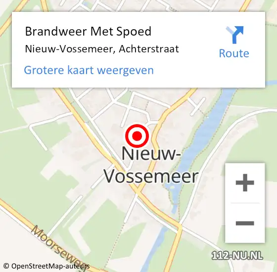 Locatie op kaart van de 112 melding: Brandweer Met Spoed Naar Nieuw-Vossemeer, Achterstraat op 24 januari 2022 20:13
