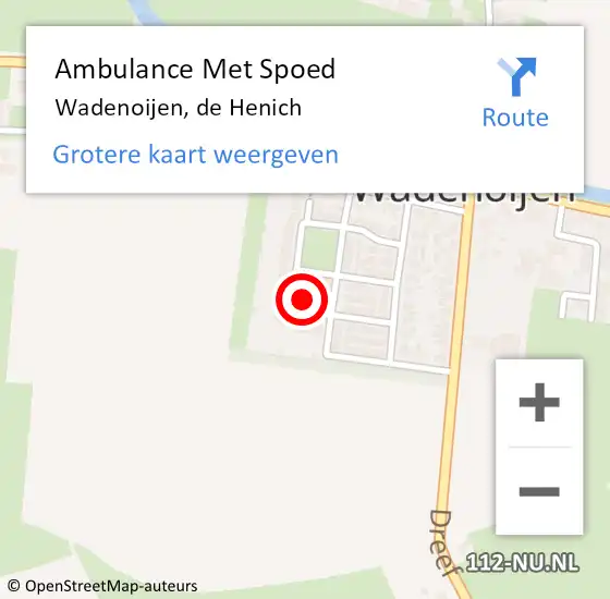 Locatie op kaart van de 112 melding: Ambulance Met Spoed Naar Wadenoijen, de Henich op 24 januari 2022 20:13