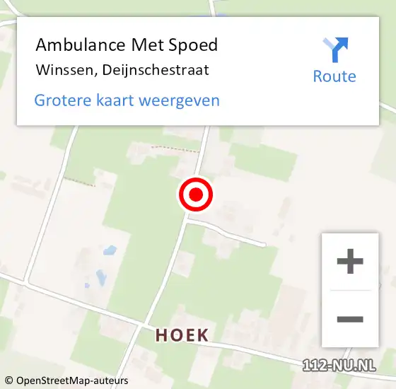 Locatie op kaart van de 112 melding: Ambulance Met Spoed Naar Winssen, Deijnschestraat op 24 januari 2022 20:26