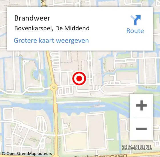 Locatie op kaart van de 112 melding: Brandweer Bovenkarspel, De Middend op 7 oktober 2013 13:15