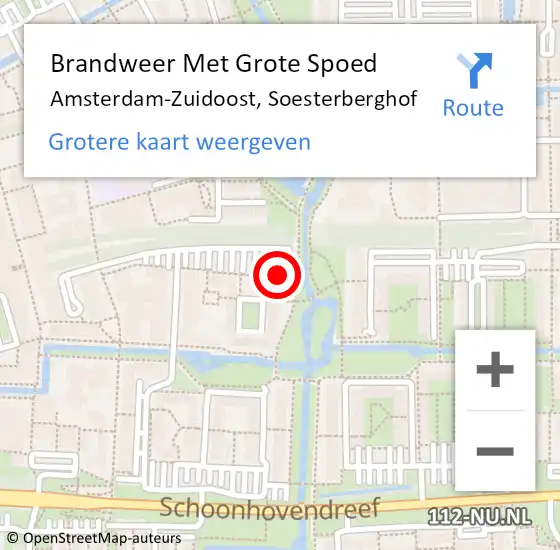 Locatie op kaart van de 112 melding: Brandweer Met Grote Spoed Naar Amsterdam-Zuidoost, Soesterberghof op 24 januari 2022 20:41